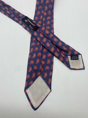 Towncraft Blue Silk Tie with Red Paisley Motif JCPenny Vintage # 0018